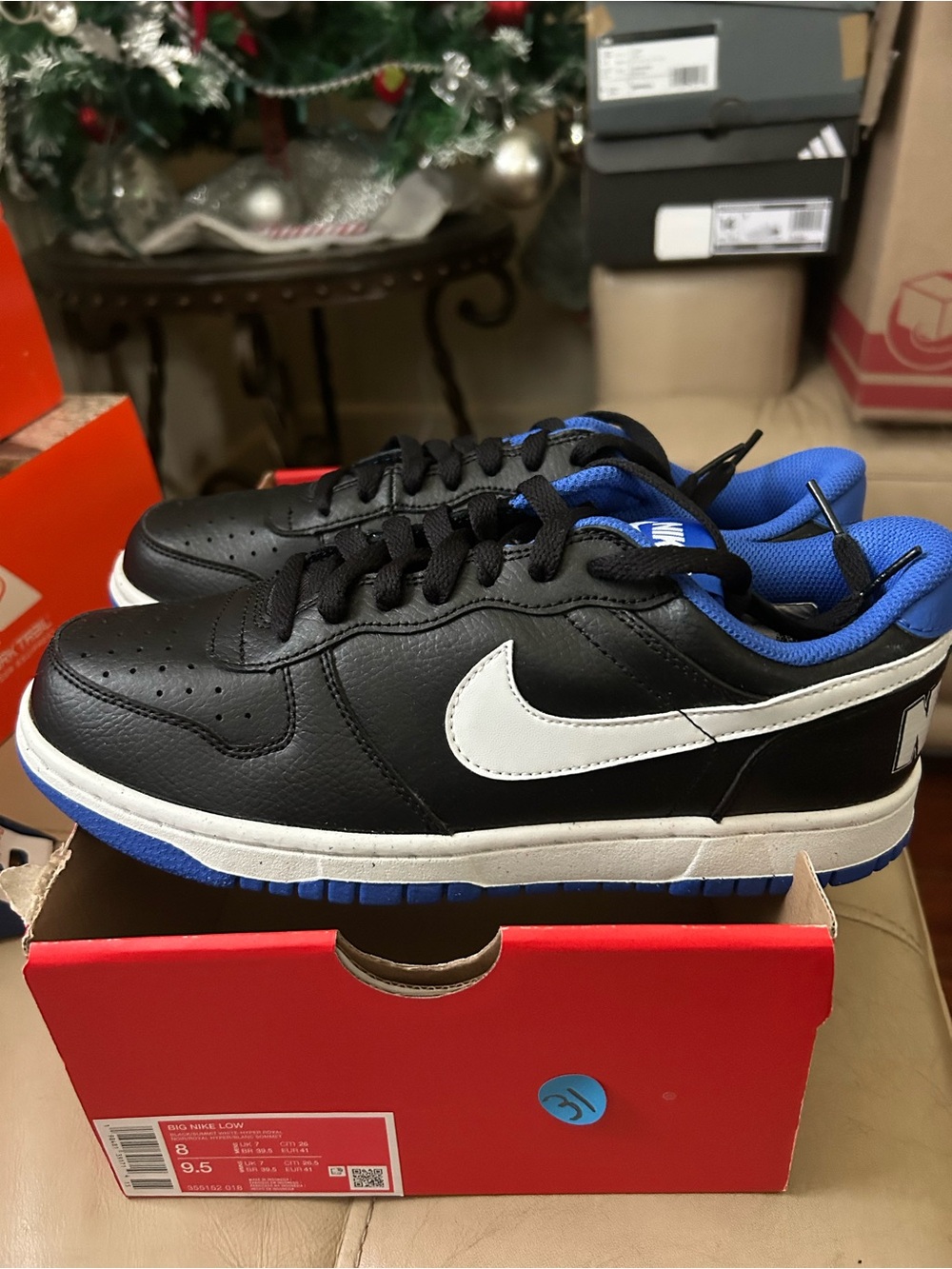 Nike Dunk Low Black/White/Blue Low-Top Sneakers